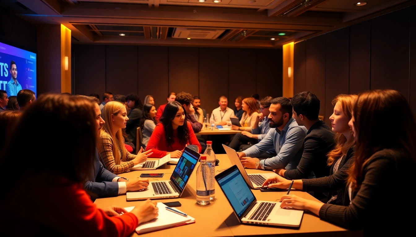 Participants actively engaging in the Σεμινάριο Social Media Marketing, exchanging ideas and strategies.