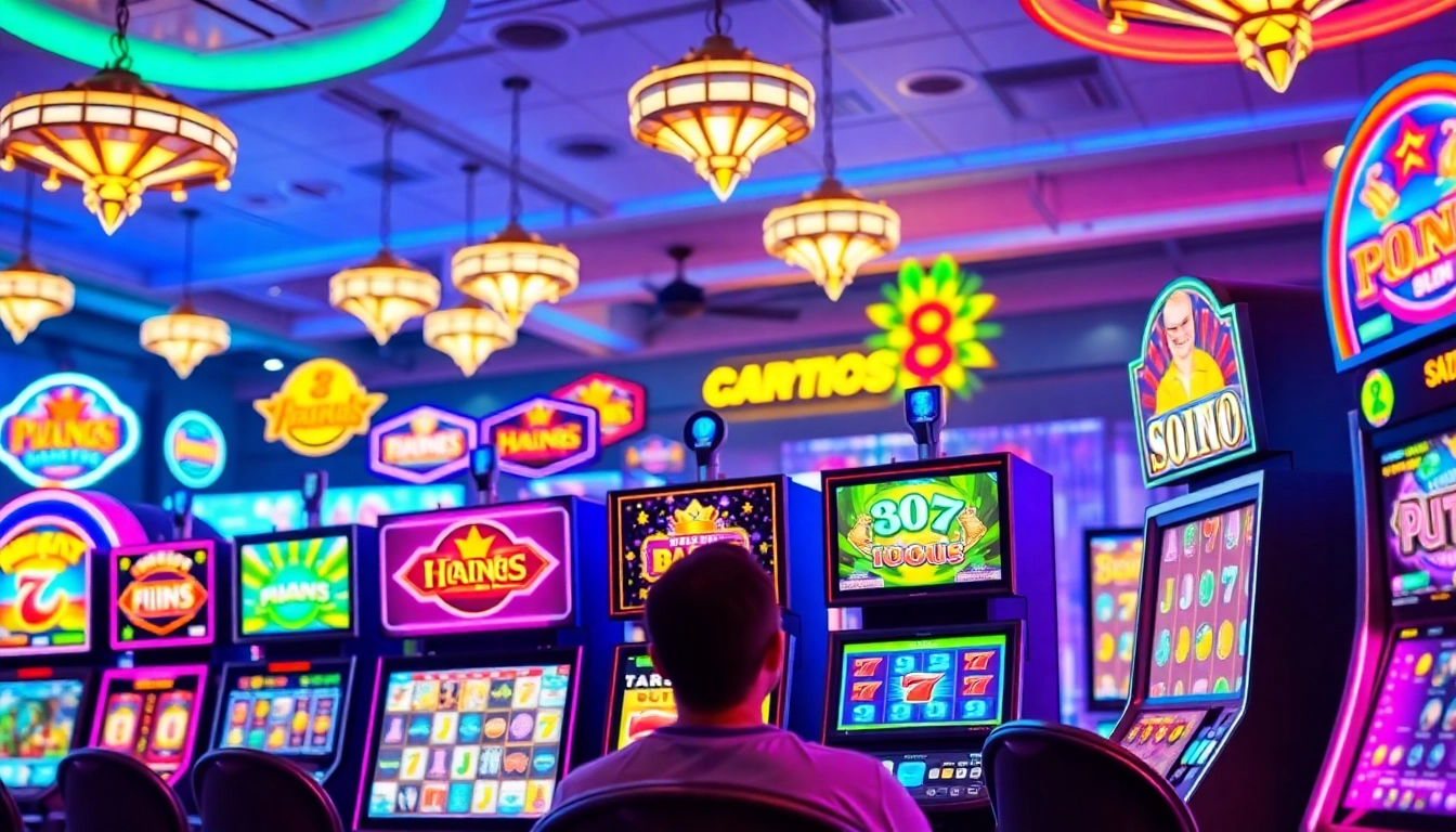 Experience thrilling slot online games with diverse designs and vibrant casino atmosphere.