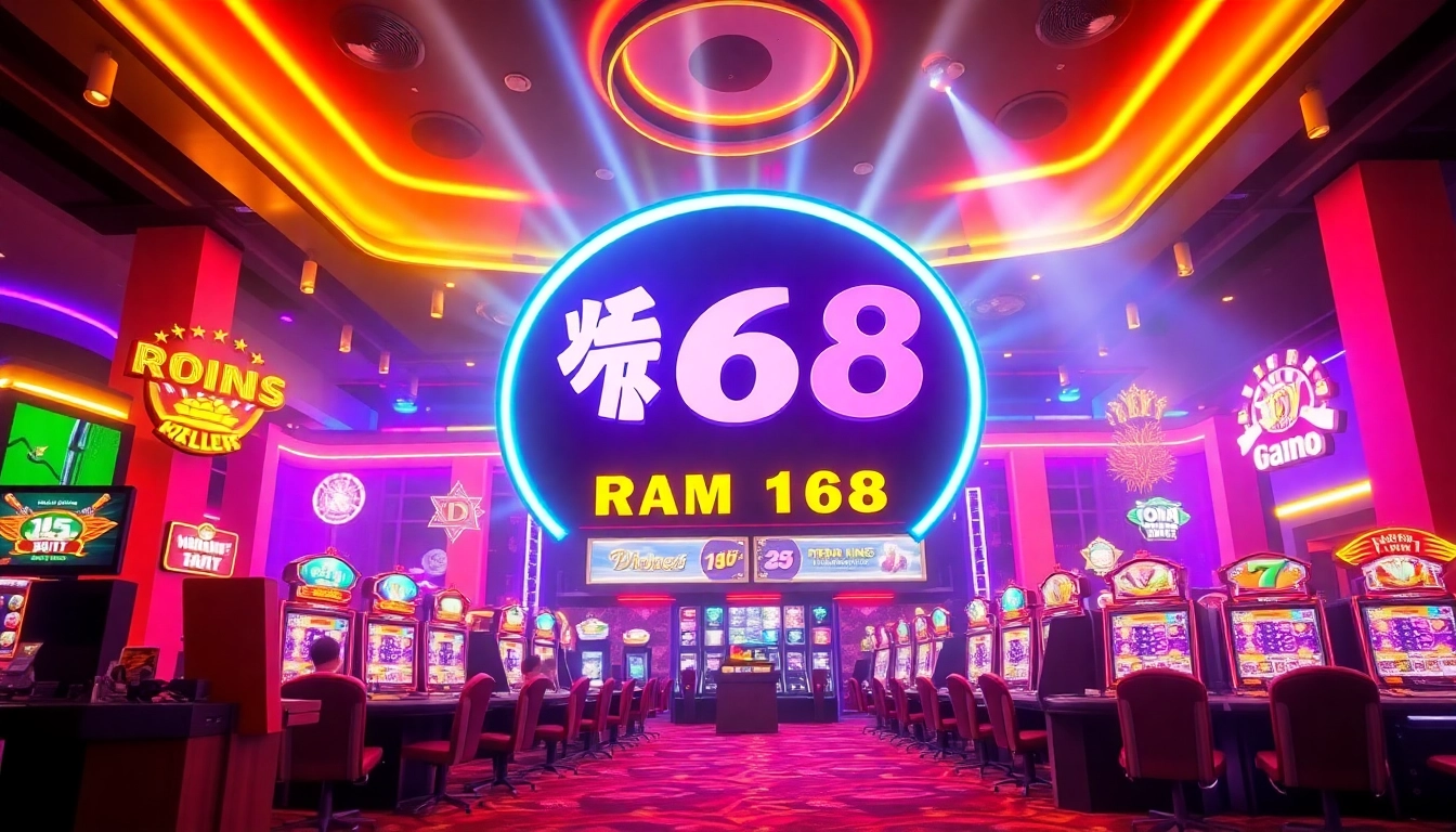 Experience สล็อต168 thrills through colorful neon lights and vibrant casino graphics.