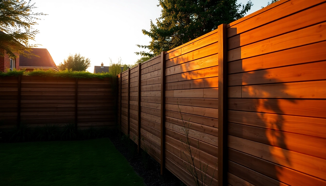 Showcase a wooden fence by fencing companies Manchester in a beautifully landscaped garden.