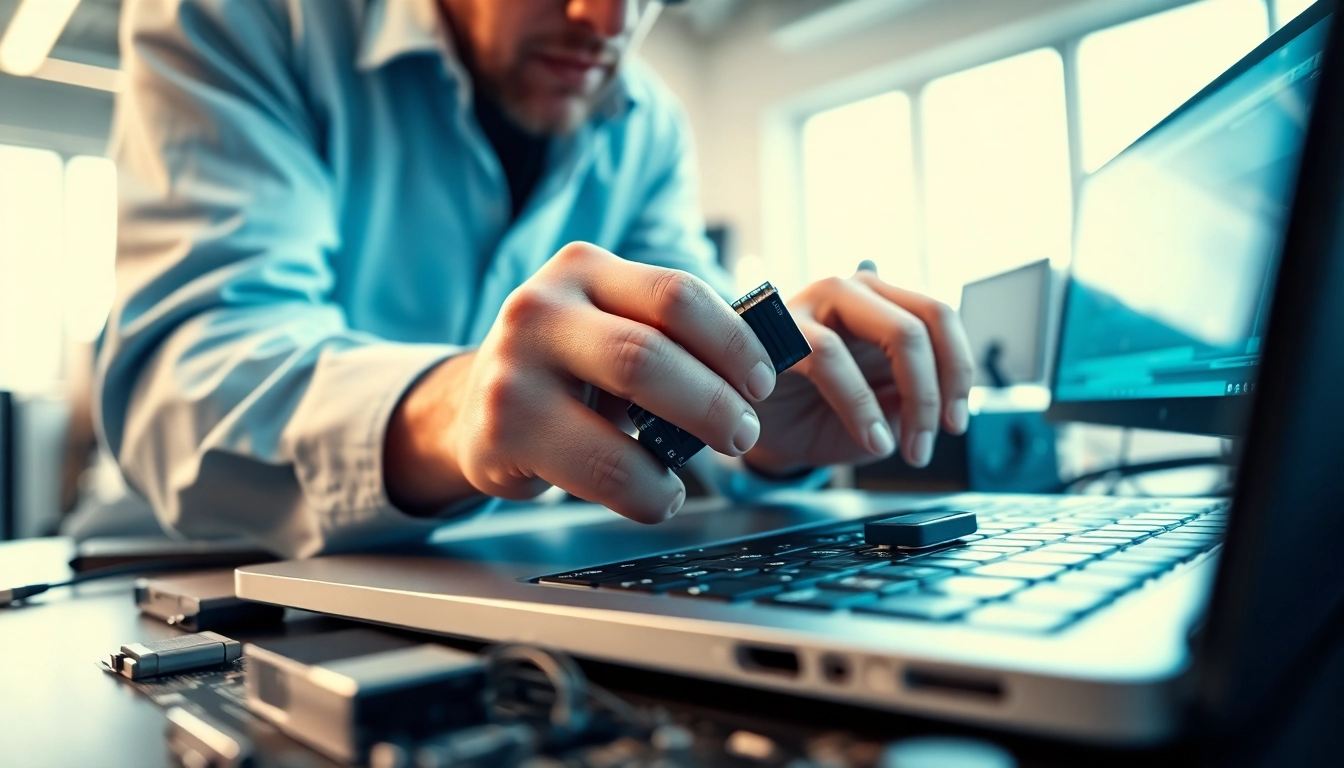 Riparazione computer settimo torinese con un tecnico esperto che ripara un laptop in un ambiente professionale.