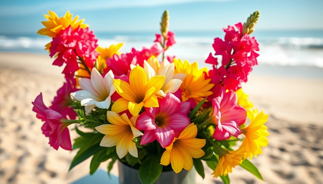 Beautifully arranged Huntington Beach flowers shine in a vibrant bouquet against a sunny backdrop.