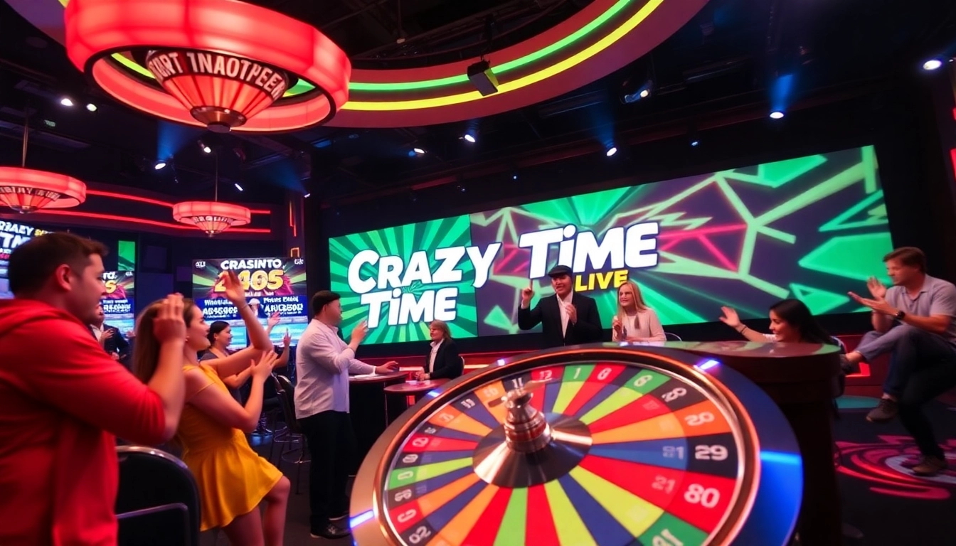 Engage in the thrilling Crazy Time live game with players and hosts enjoying an immersive experience.