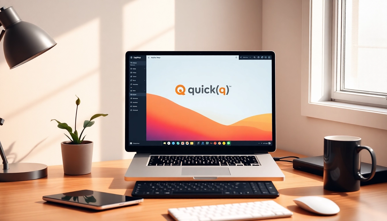 Engage with quickq官网 on a sleek laptop setup showcasing modern productivity tools.