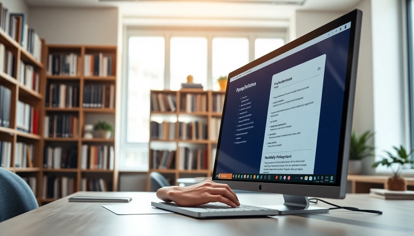 Capture the user navigating a plagiarism detector tool in a bright office setting.