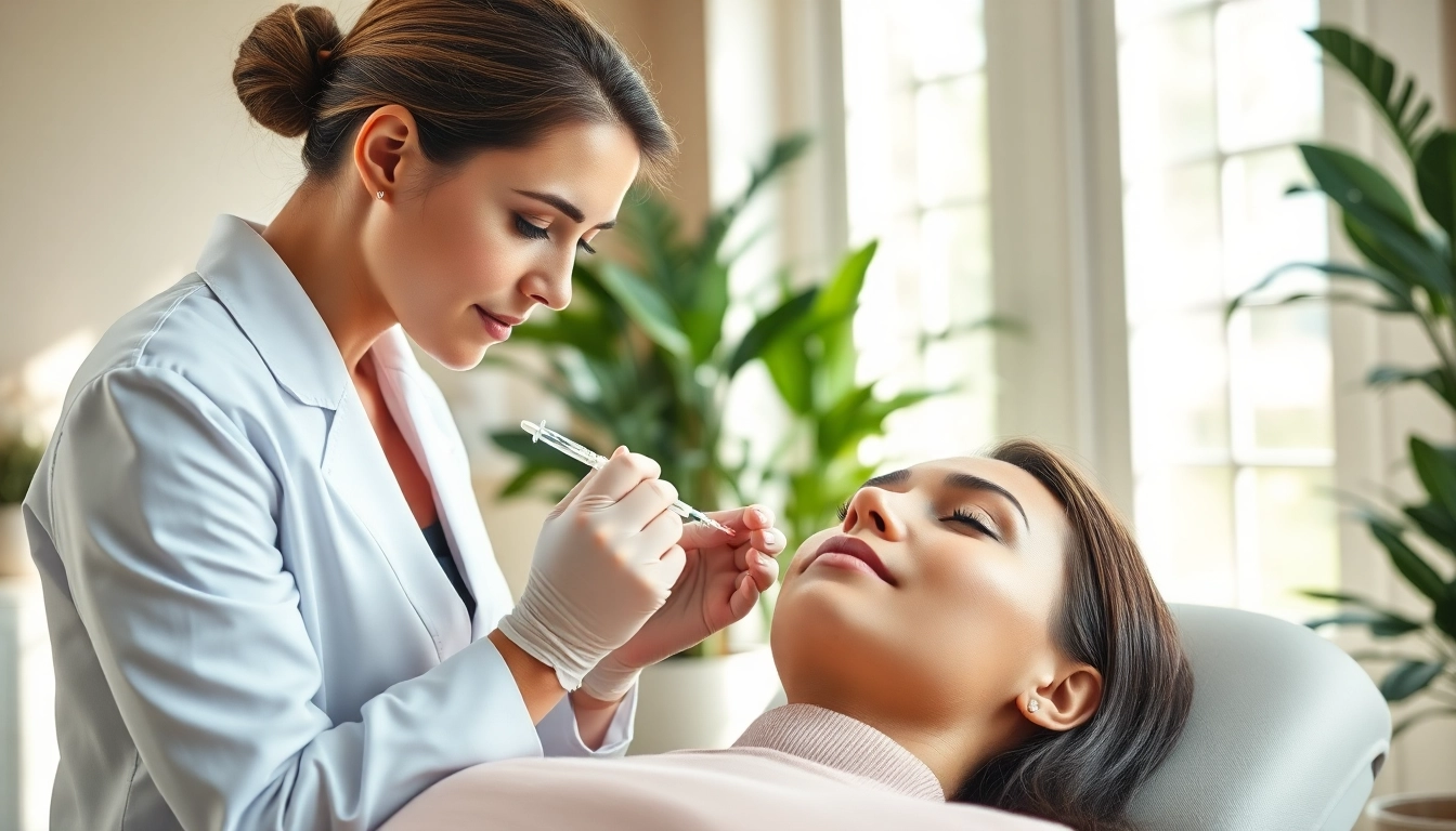 Administering dermal fillers with care in a serene medspa environment, ensuring patient comfort.
