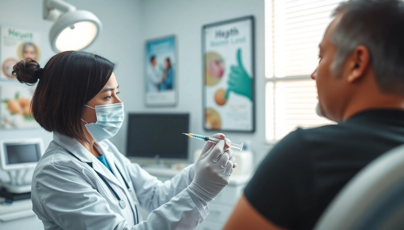Providing Injectable Weight Loss treatment with a friendly healthcare professional in a clean clinic.