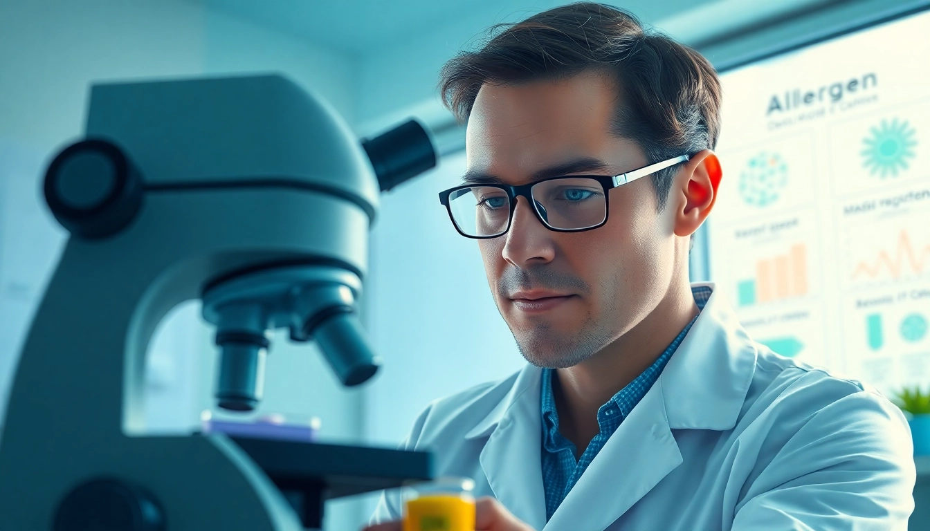 Allergien analysieren in einem professionellen Labor mit einem Wissenschaftler.