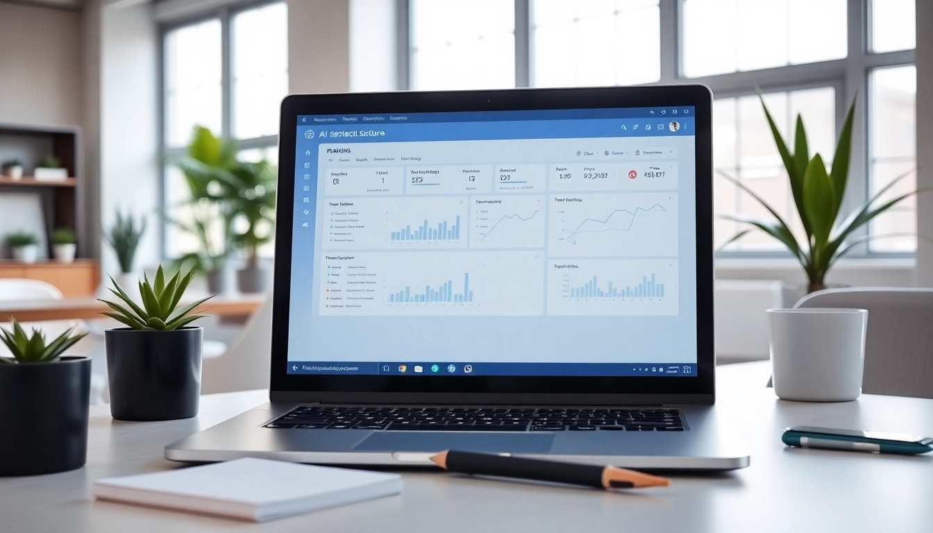 Analyze AI detection metrics on a sleek laptop showcasing advanced detection software.