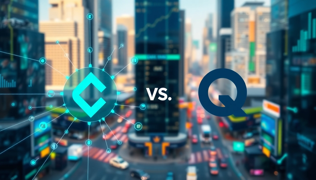Analyze chainlink vs quant through digital data representation and blockchain connectivity.