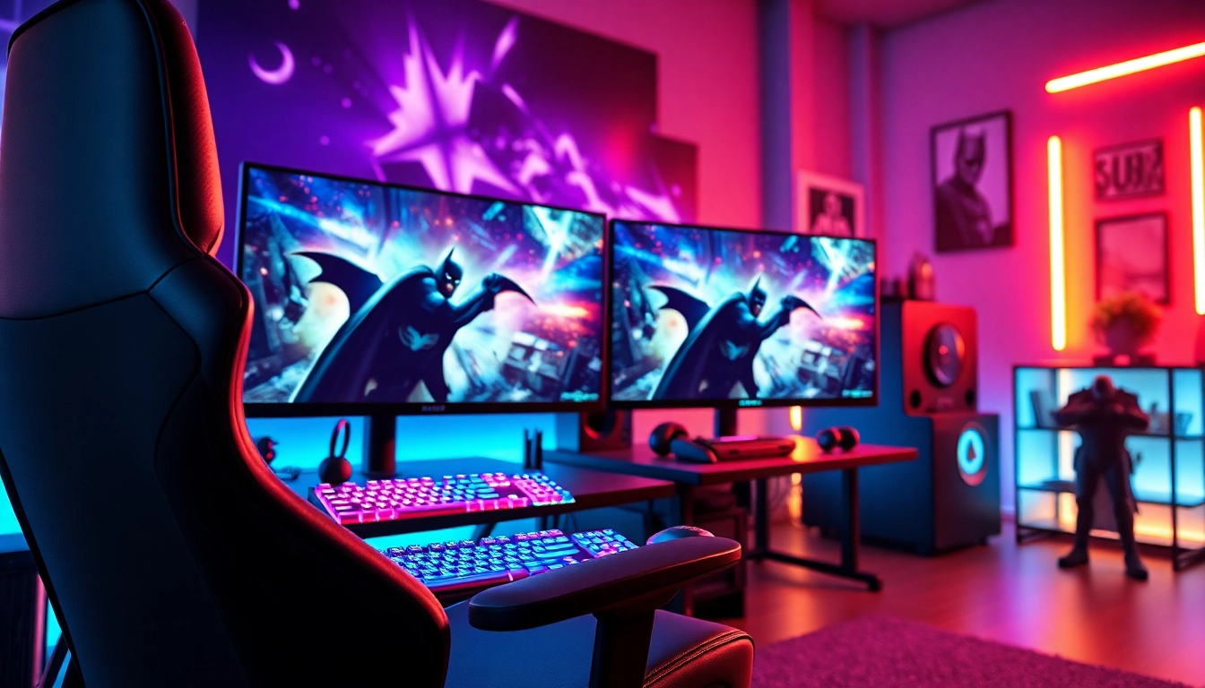 Permainan game batman138 di latar meja gaming yang stylish dan futuristik.