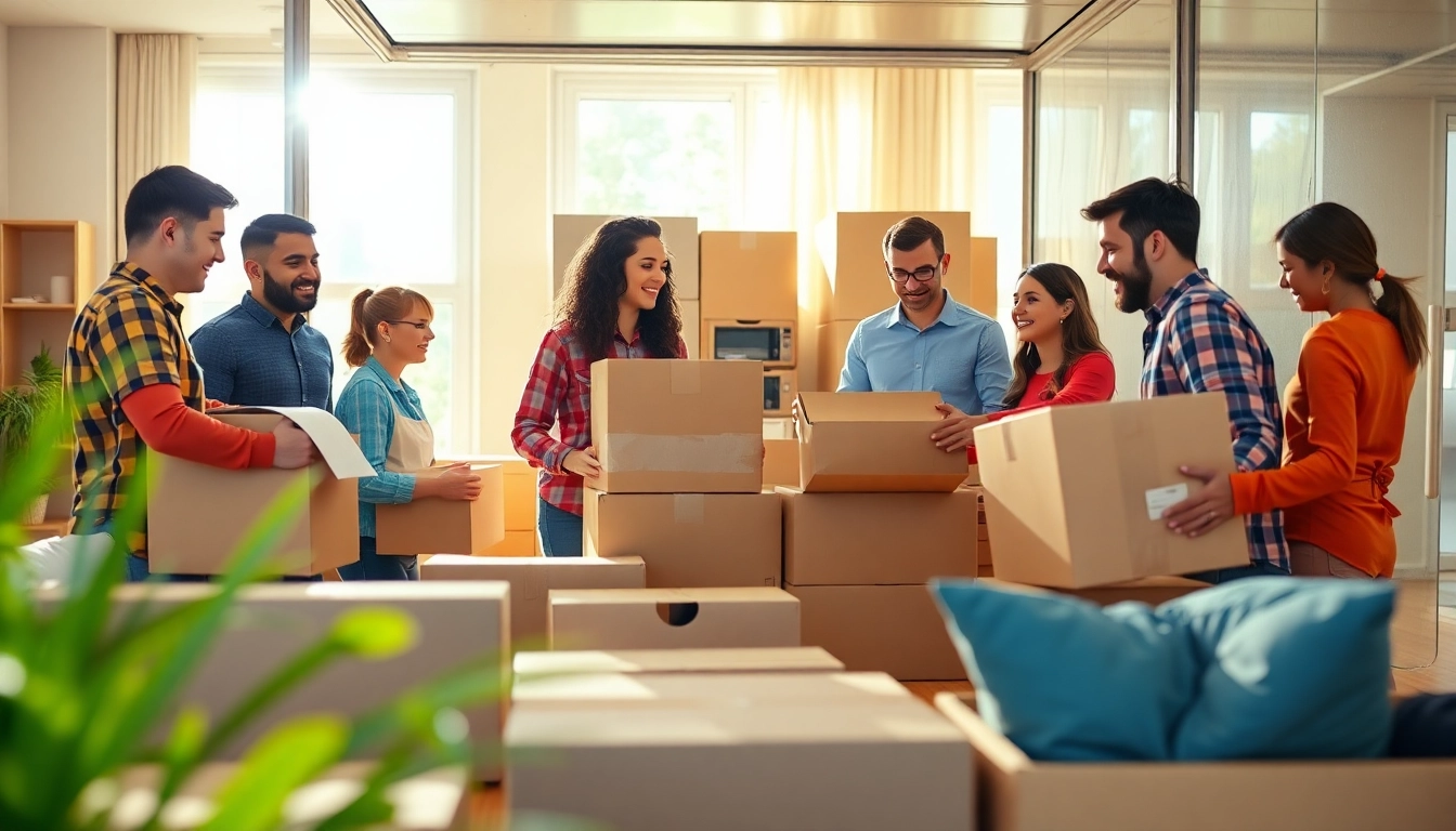 Engaging moving team showcasing efficient services at https://bennettsmoving.com/ in a lively scene.