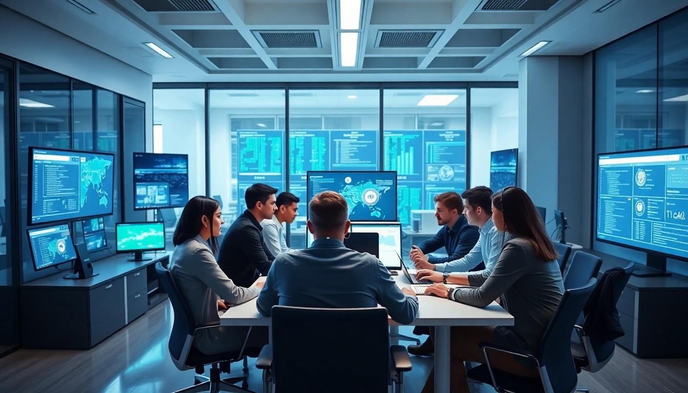 Members of a CIRT analyze data in a modern office, showcasing effective teamwork.