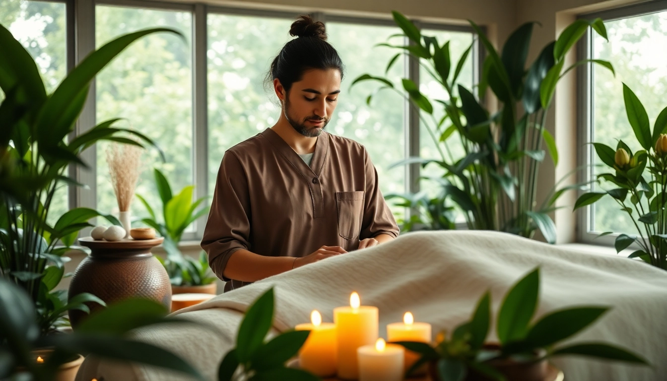 Panchakarma-Kur Behandlung durch einen professionellen Therapeuten in einem entspannenden Wellnesszentrum.