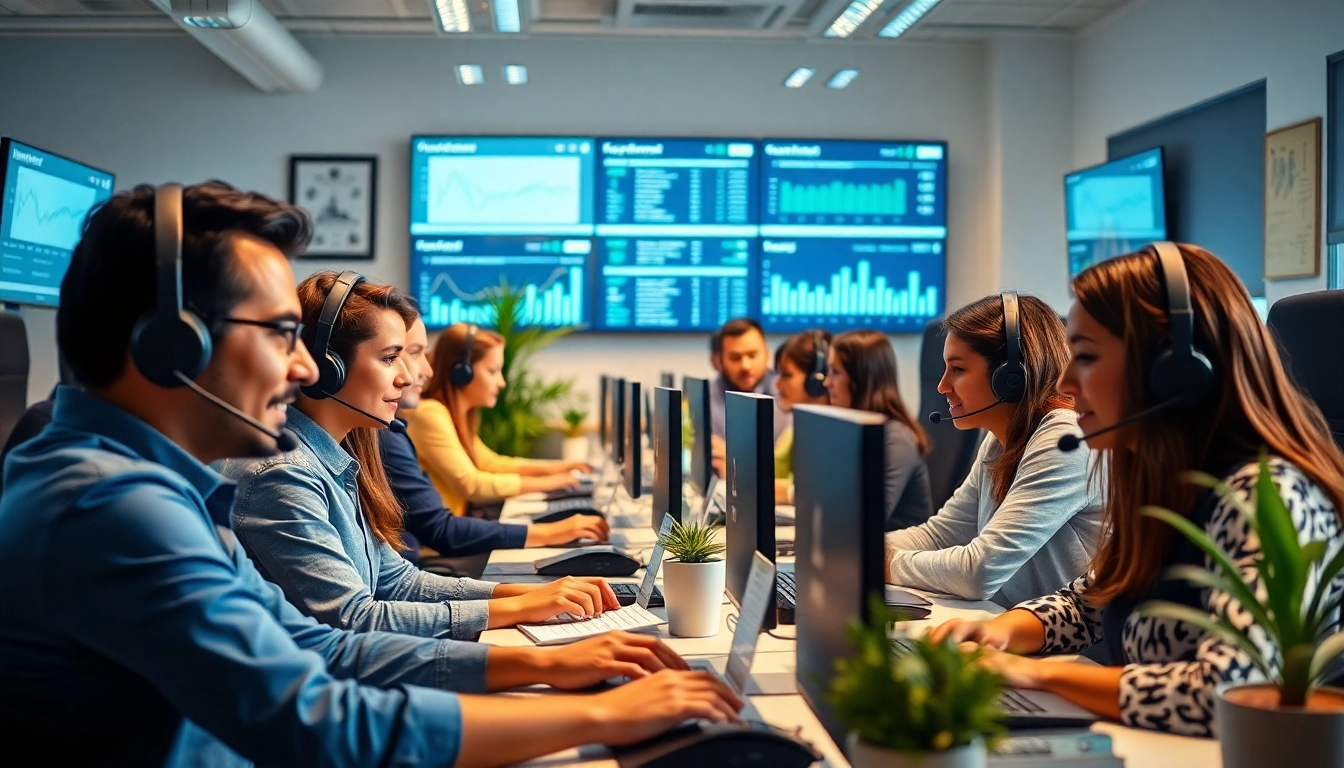 Engaging call center in Tijuana with bilingual agents providing customer support.
