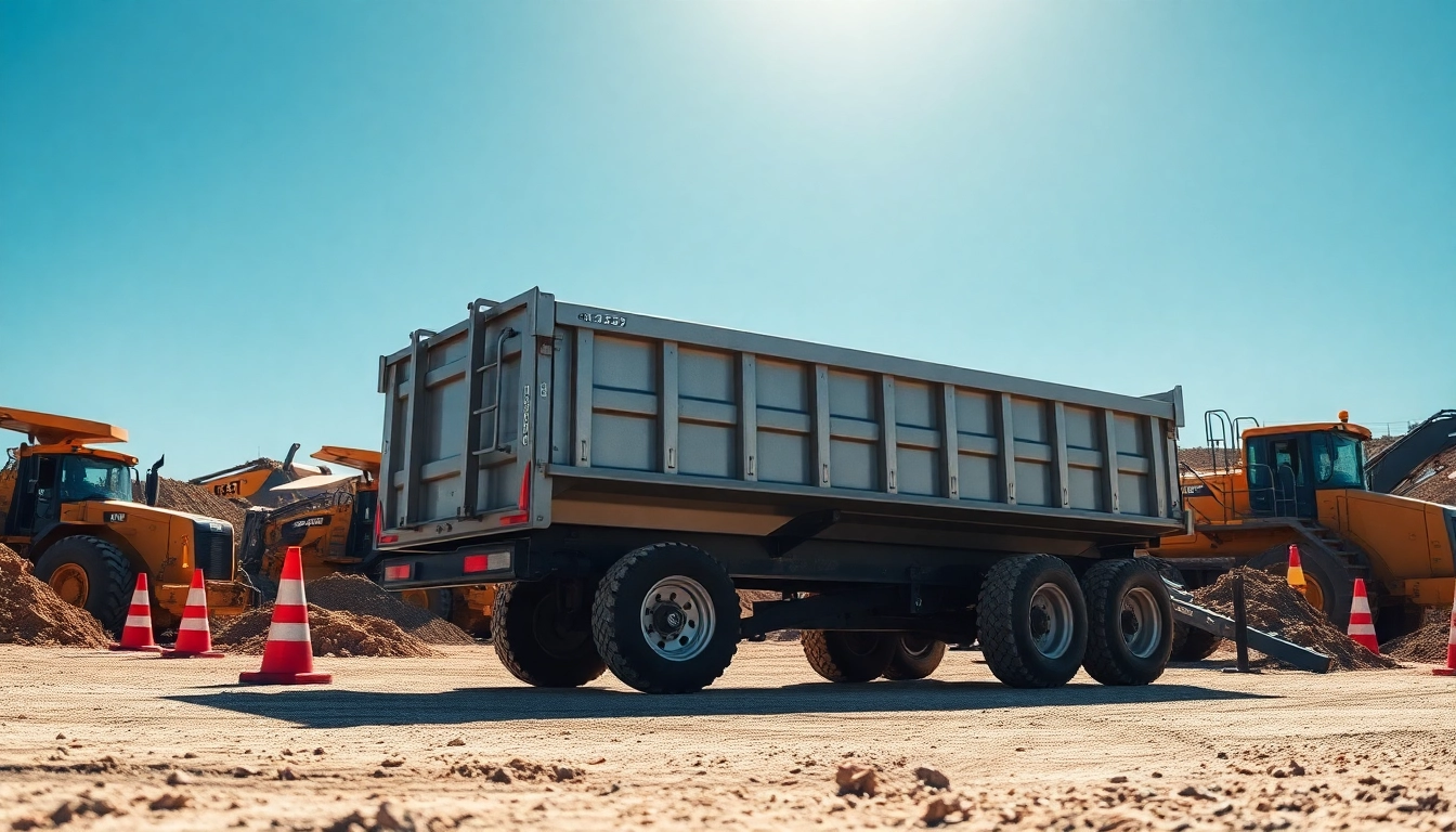 Find used dump trailer for sale near me in a construction site showcasing its utility.
