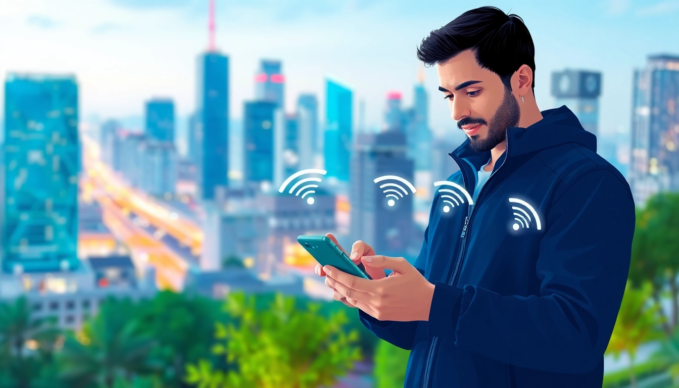 Nutzen Sie esim usa, um mit Ihrem Smartphone in einer urbanen Umgebung verbunden zu bleiben.