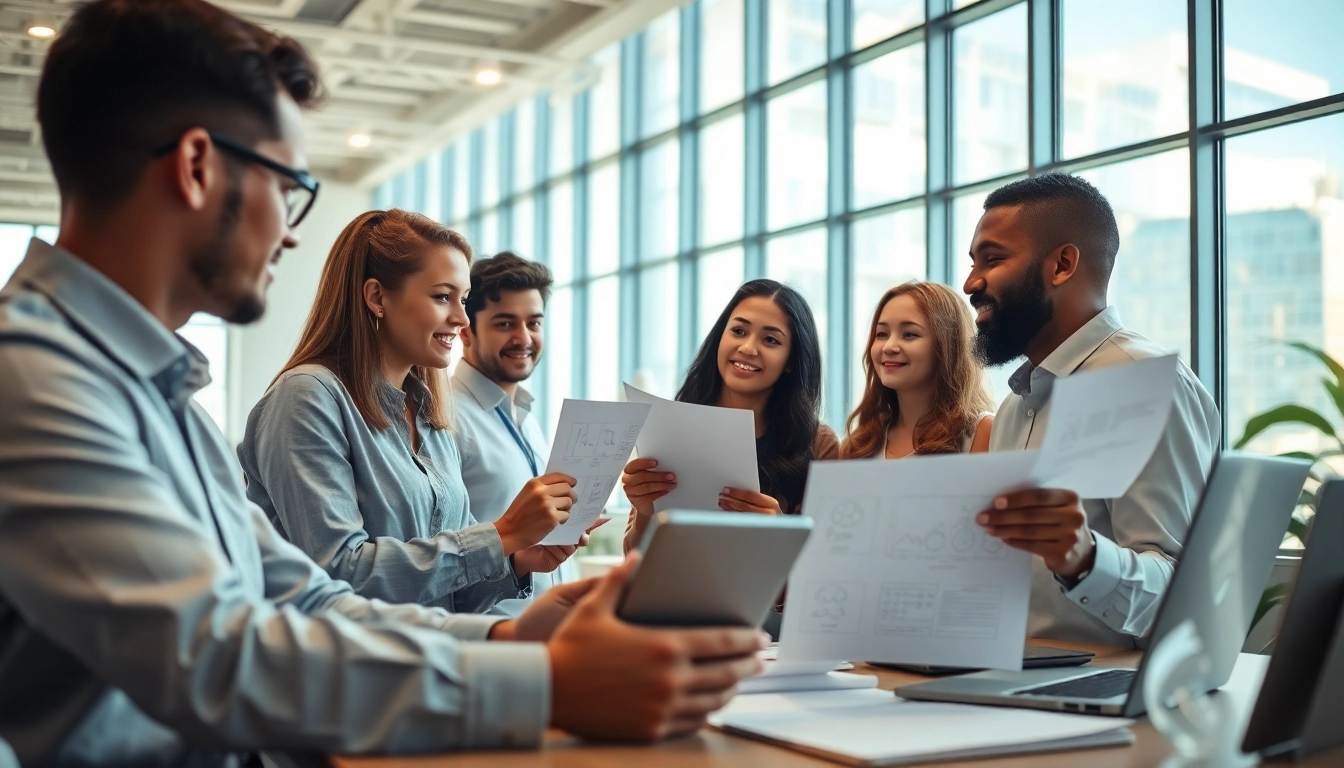 Enhancing website design in kansas city through teamwork in a modern office setting.