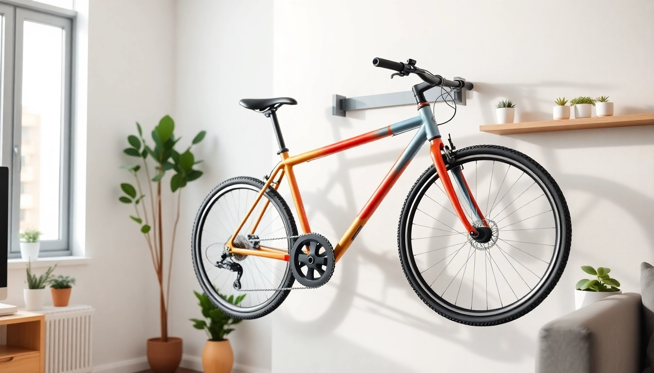 Organize your space efficiently with this Compact bike storage solution displayed in a modern setting.